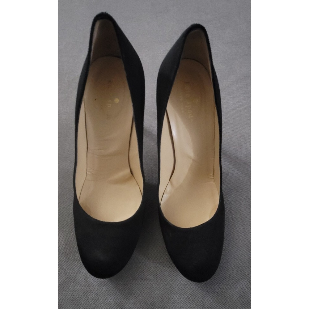 Kate Spade New York Satin Round Toe‎ Pump in Black With Glitter Heels Size 8.5B